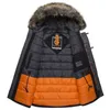 Tiger Force Winter Jacket Men Padded Parka Ryssland Man Coat Artificial Fur Big Fickor Medium-Long Tjock Parkas Snowjacket 210910