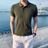 Camisetas masculinas 2022 Verão British Style Slim Fit Knitting Camise