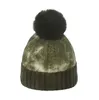 Fashion Winter Gradient color warmth cap women pompom hats men tie-dye woolen knit beanie hat DD767