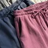 Sport Shorts Casual Elastic Waist Cotton Linen Pocket Beach pants Women Summer Loose Rope Tie 210514