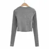 Vintage Women Knitted Cardigan France Style Square Collar Covered Buttons Cropped Sweater Long Sleeve Knitwear 3 colors 210429