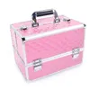 Multi-Layer Professional Portable Aluminium Cosmetic Makeup Case Pink 190813103 Väskor Fall