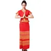 Thailand stijl vrouwen fase slijtage dans kleding oosterse traditionele pak zomer elegante jurk festival vestido lady azië etnische kostuum