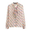 Luxe ontwerp herfst mode dames039s boog chiffon plaid shirt tops lange mouwen blouses dames shirts a3792 2104283610586