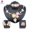 Dubai Gold Bridal Crystal Ketting Sieraden Set Merk Nigeriaanse Bruiloft Vrouw Accessoires Verklaring Sieraden Set H1022