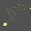 Never Fading Stainless Steel Simple heart Pendant Necklaces 3 Colors Gold Plated Classic Style Logo Printed Women Designer Jewelry