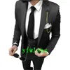 Custom-Made-Feito Botão Groomsmen Notch Lapel Noivo TuxeDos Homens Suits Casamento / Prom / Jantar Homem Blazer (Jacket + Calças + Tie + Vest) W833