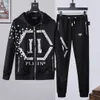 PLEIN BEAR Mens HOODIE JACKET TROUSERS CRYSTAL SKULL Tracksuit Men Hoodies Casual Tracksuits Jogger Jackets Pants Sets Sporting Suit 74160