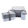 Bento Box Set Boîte à lunch de style japonais avec tasse à soupe double scellé isolé conteneur de stockage de nourriture portable micro-ondable 210423