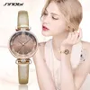 Sinobi New Fashion Women Watch Luksusowy Diament Cienki Zielony Skórzany Zegarek Japoński Quartz Wristwatch Ladies Watch Gift Montre Femme Q0524