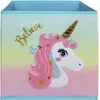 Nya Unicorn Storage Bins Foldbara Folding Cube Boxes för hyllor Förvaringslåda Dekorativa Barnleksaker Arrangör Rainbow Container 210330