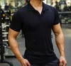 gray Running Men Sport Training Ice silk summer Polo T-shirt Short Sleeve Male Casual Quick dry Gym Fitness Slim Tees Tops Clothing