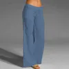 Yoga Pantolon Kadın Rahat Pamuk Keten Pantolon Yüksek Bel Geniş Bacak Pantolon Cep Fitness Kadın Siyah Gevşek Pantolon Artı Boyutu H1221