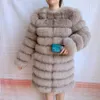 Fashion winter warm women coat natural fur real jacket Long Sleeve detachable long 210902