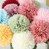 Enkele stam kunstmatige chrysanthemum bloem groen bladeren nep zijden bloemen partij bruiloft decoratieve bloemen thuis diner tafel decoratie voor geschenk DIY accessoires