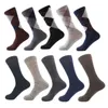MYORED drop shipping combed men's crew business classical solid color plaid socksCalcetines de hombre