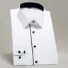 Erkek Klasik Kontrast Dikiş Ön Placket Elbise Gömlek Cep Olmadan Uzun Kollu Iş Standart-Fit Sosyal Ofis Gömlek 220222