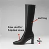 Fashion Winter Booots Kobiety Fall Knee High Boty na szeroką nogę Oryginalne skórzane buty imprezowe 210528 GAI GAI GAI