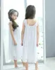 Yaz çocuk kızlar elbise pijama beyaz dantel pamuk prenses vintage gecelikler bebek gecelik çocuk giyim vestidos 210915