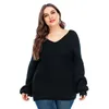 Camisolas femininas preto feminino Black plus size vadão de malha de suéter em vaca transparente de malha transparente de malha sexy