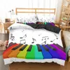 Homesky Bedding Set Piano Keyboard Music Note Duvet Cover Queen King Size Comforter 210615