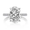 Corte oval vintage 4CT Laboratório Diamante Promise anel 100% Real 925 Sterling noivado Rings Baia de casamento para jóias femininas