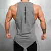 Muscleguys 체육관 스트링거 의류 보디 빌딩 탱크 탑 남자 피트니스 싱글 민소매 셔츠 단단한 코튼 근육 조끼 땀 셔츠 210421