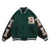 Lacible SS Hip Hop Furry Bone Patchwork Färg Block Jackor Mens Harajuku Streetwear Bomber Jacka Män Baseballrockar Unisex 210928