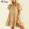 Msfancy Summer Plus Size Dress Women Short Puff Sleeve Flounced Edge Loose Vestido De Mujer Boho Casual Beach Robes 210604