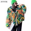 Warm Winter Down Jacket Dames Graffiti Print Mode Hooded Korte Parka Meisjes Dikke Streetwear Hip Hop Gewatteerde Jas Vrouw 210930