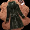 Женский меховой из искусственных женщин настоящие овцы пальто зима теплая мода подлинная из овчины кожаная куртка натуральный большой воротник wyq843