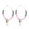 Boho Colorful Polymer Clay Charm Hoop Earrings for Women Fashion Alloy Shell Pendant Korean Jewelry