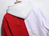 Giacche da uomo 2022 chic giacca di jeans bicolore rosso e bianco sciolto giovani casual strappati