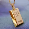 Mode rapper ketting hiphop 18k gouden baksteen goudbar hanger ingelegd diamant mannen en vrouwen partij sieraden