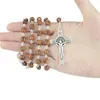 Colliers pendentif collier chapelet catholique Crucifix jésus croix pour hommes chaînes de perles en bois collier de bijoux de prière religieuse