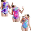 One-steps Barnflickor Leotard Baddräkt Sommar One-Piece Badkläder Barn Baklösa tryckta Beachwear Toddler Princess Bikini