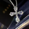 2021 Laboratório Handmade Diamante Cross Pingente 925 Festa de Prata Esterlina Pingentes de Casamento Colar Para As Mulheres Homens Moissanite Jóias