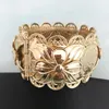 Bangle Dubai Gold Wide Coin Armband Women's Wedding Dress Wrist Ornament Hollow Flower Design Arm smycken