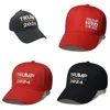 Trump 2024 HAT Trump Cotton Sunscreen Baseball Cap med justerbara spännen broderier Letters USA Cap Röd och svart färg för utomhus