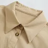 Негабаритные женские отвороты одиночные грубого блузки весна-осень моды дамы твердого цвета свободно женский поплин рубашка топ 210515
