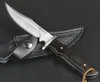 Promosyon Ourdoor Survival Düz Avcılık Bıçak 440c Saten Bowie Bıçak Tam Tang Abanoz Kolu Deri Kılıf ile Sabit Bıçaklar Bıçaklar