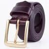 Men Women Solid Belt mans Genuine Leather Black Khaki Color Gold Needle buckle Designer Cowhide cowboy Belts For Mens Luxurys Waistband