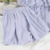 Kvinnor Chic Suit Sommar Femme Roupas Mode Patchwork Shirts Casual Loose Wide Leg Shorts Two-Pistass Company 210519