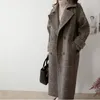 Abrigo de lana de cintura ancha con doble botonadura, chaqueta de manga larga, capa para mujer, abrigo largo de lana a cuadros para otoño e invierno, 4buy