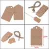 Greeting Cards Event & Party Supplies Festive Home Garden 100Pcs/Lot Blank Kraft Jewelry Price Label With String 20M Paper Tags Gift Y1230 D