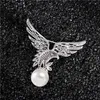 Pins, Brooches Domineering Eagle Zircon Corsage Dapeng Spreading Men's Coat Suit Pearl Brooch For Women Wedding Jewelry X00269