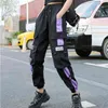 YBYR Damen Hohe Taille Cargohose Mode Sport Lose Harajuku Patchwork BF Elastics Hosen Streetwear 211124