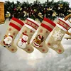 18.8 дюймов Большие рождественские чулки Burlap Canvas Santa Snowman оленей манжеты семейные пакеты подарочные сумки для Xmas Holiday Party Decor LLF8994