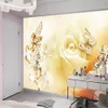 3d Wallcovering Wallpaper Delicate White Rose Diamond Butterfly Flower Romantic Floral Modern Home Decor Painting Mural Wallpapers