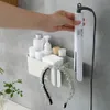 YLST Multifonction Salle De Bains Stockage Sèche-Cheveux Titulaire Douche Organisateur Mur Sèche-Cheveux Titulaire Peigne Rack Stand Salle De Bains Fournitures 210331